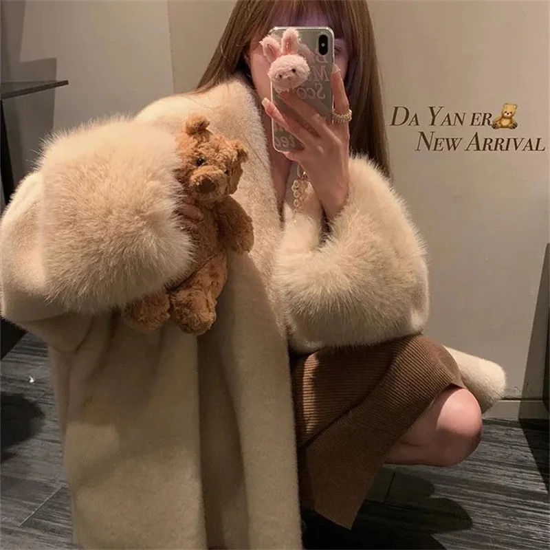 Manteau en fausse fourrure de vison écologique pour femme, manteau à la mode, coupe ample, Style Socialite, nouvelle collection automne et hiver 2025