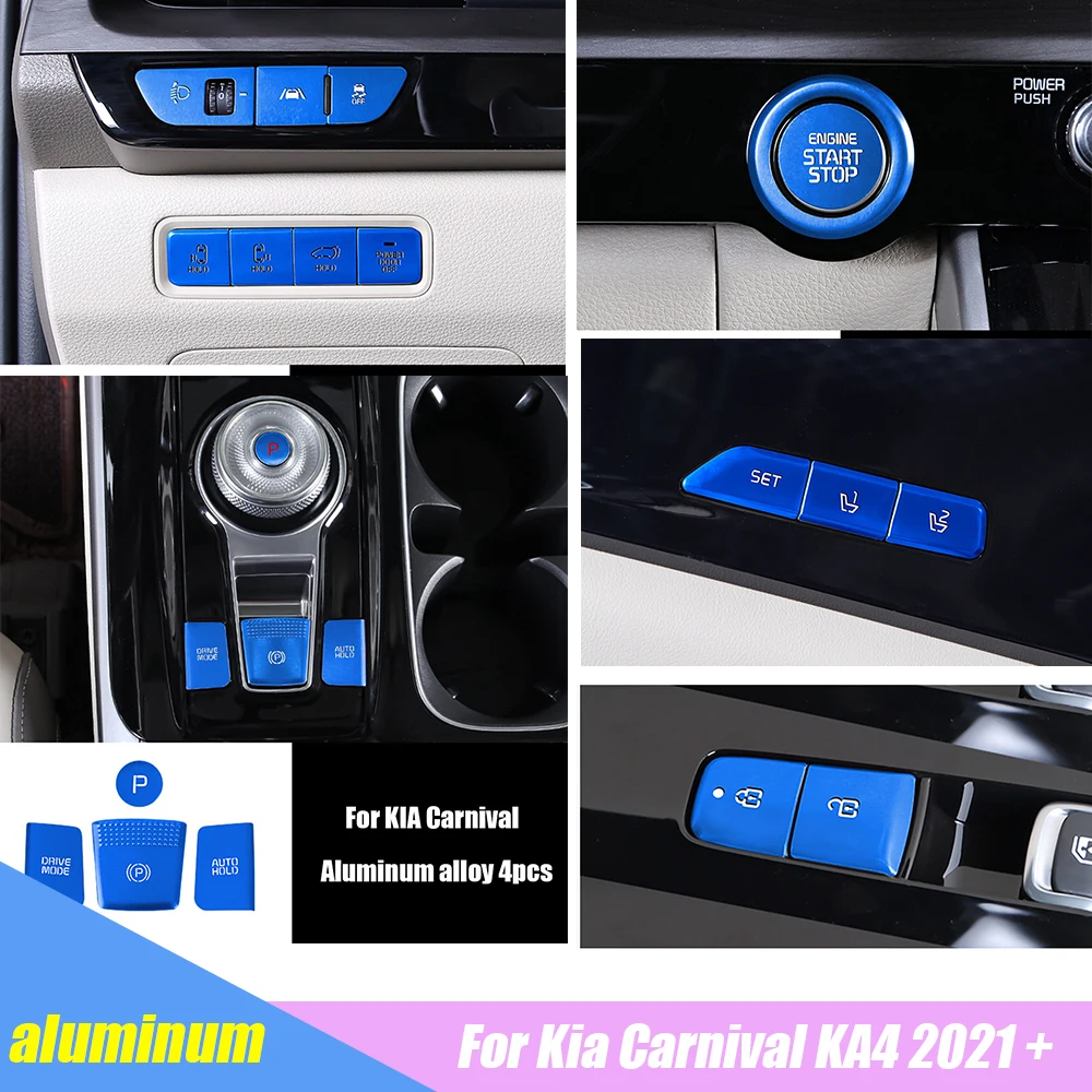 For Kia Carnival Sedona KA4 2021 2022 accessories Aluminum Car Electronic handbrake headlight adjustment seat button Decorate