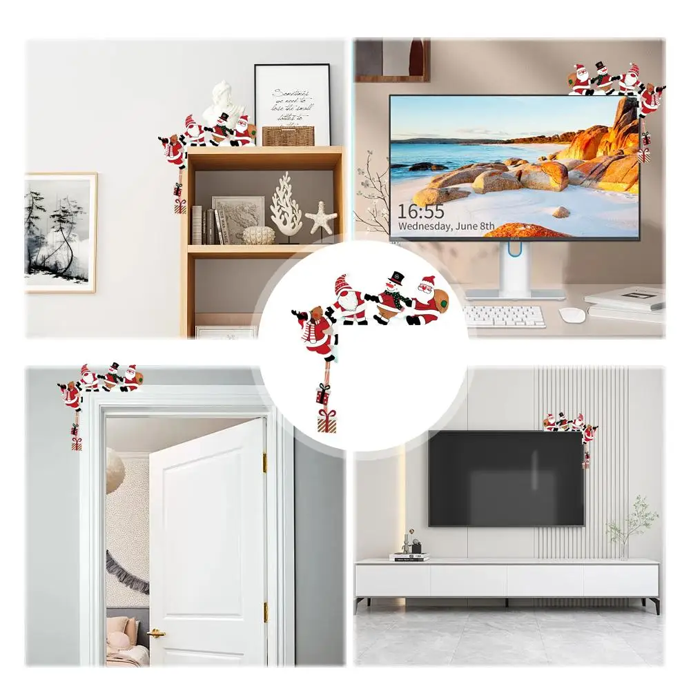 عيد الميلاد إطار الباب الديكور إطار الباب ديكور ثلج الرنة إطار تسجيل قلادة خشبية ديكور المنزل الطرف #3