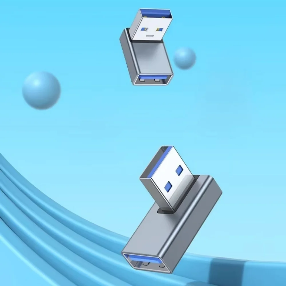 90 Degree USB-A Elbow Adapter USB 3.0 Male to Female Connector Up Down Left Right Angled Converter for Laptop USB Connection