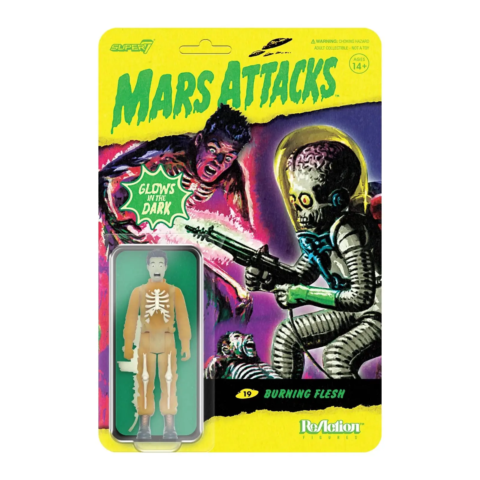 

Super7 Mars Attacks Burning Flesh Glow Mars Attacks Action Figure with Accessory Vintage Collectibles and Retro Toys Kid Toys