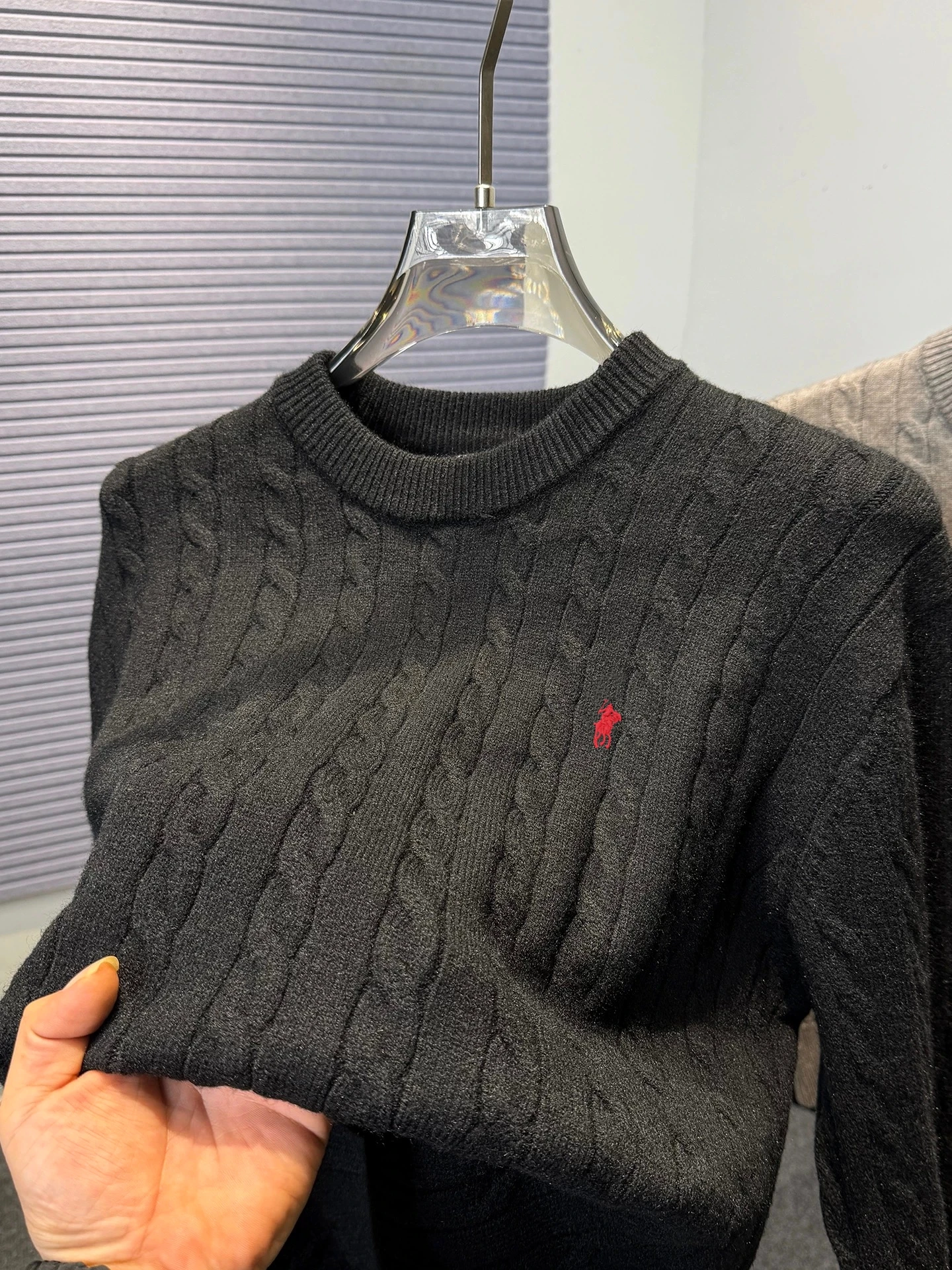 

High end fashion jacquard round neck sweater men's winter luxury brand exquisite pony embroidery casual Paul knitted pullover