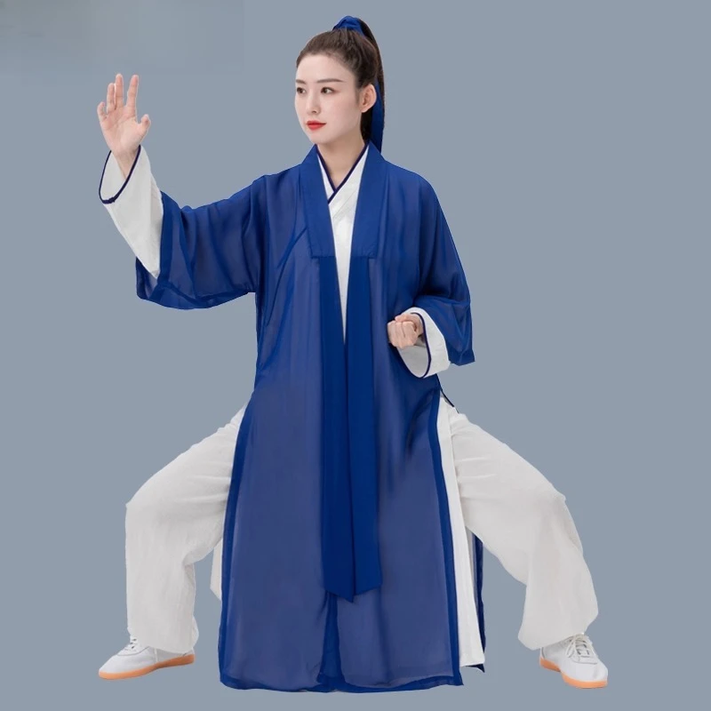 3 Piece Tai Chi Set with Cape Women Elegant Flowy Kung Fu Uniform Layered Martial Arts Outfit Traditional Chinese Style