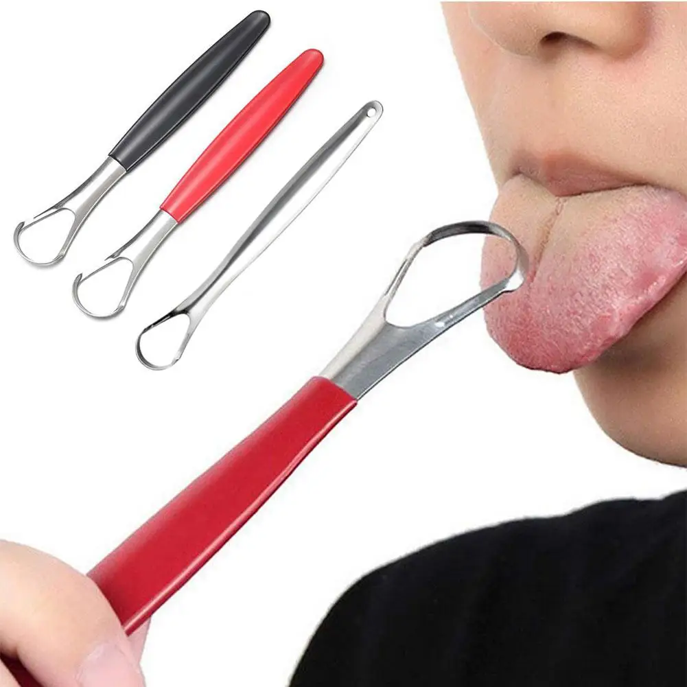 

3pcs Stainless Steel Tongue Scraper Adult Oral Hygiene Tongue Coating Brush Mouth Bad Breath Remover Cleaner