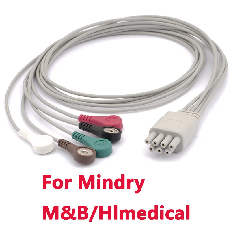 

7Pin Compatible With Mindry/M&B/Hlmedical Holter Recorder Carry ECG 3/5 Lead Snap Leadwire Telemetry Cable EY6302B.