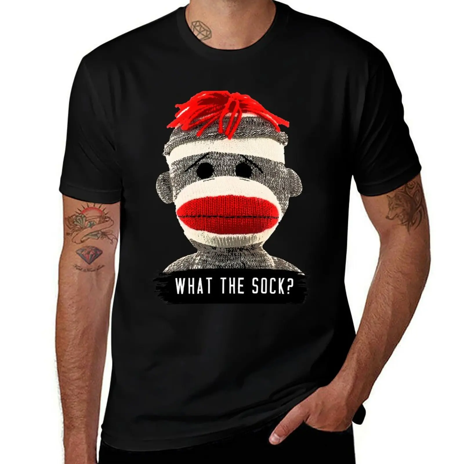 What The Sock? Sock Monkey T-Shirt Casual Work Wear T-Shirt
