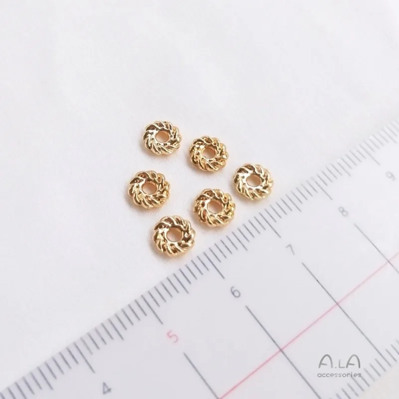 14K Gold Color-preserving Thread Twist Spacer Hot Wheel Bracelet, Bead Spacer DIY Handmade Bracelet String, Jewelry Accessories.