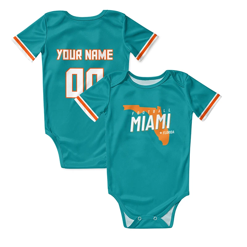 Rugby Fans Baby Clothes Green Custom Boy/Girl Playsuit American Football Romper Infant Wear Sublimation Blanks Newborn Overalls