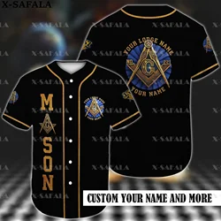 Custom Name Love FREEMASON  Masonic Mason 3D Printed Baseball Jersey Summer Shirt Men's Tops Tee Oversized Streetwear-1