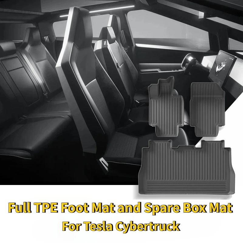 Floor Trunk Mats for Tesla Cybertruck 2024-2025 TPE Waterproof Wear-resistant Foot Pads Front Rear Trunk Mats Car Accessories