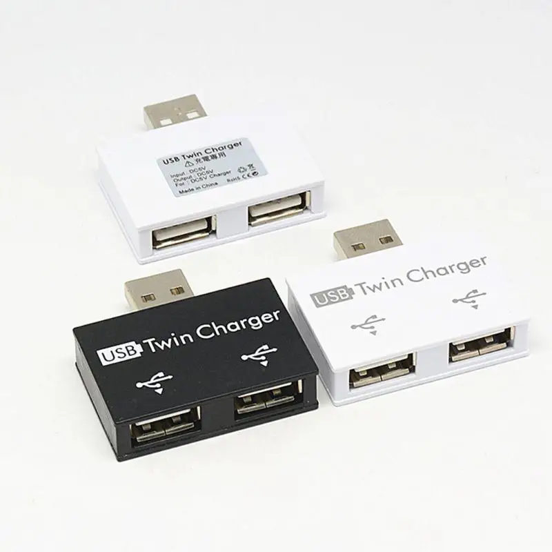 Y1UB Twin Dual 2Port USB Splitter USB Hub 2 Port Adapter for Phone