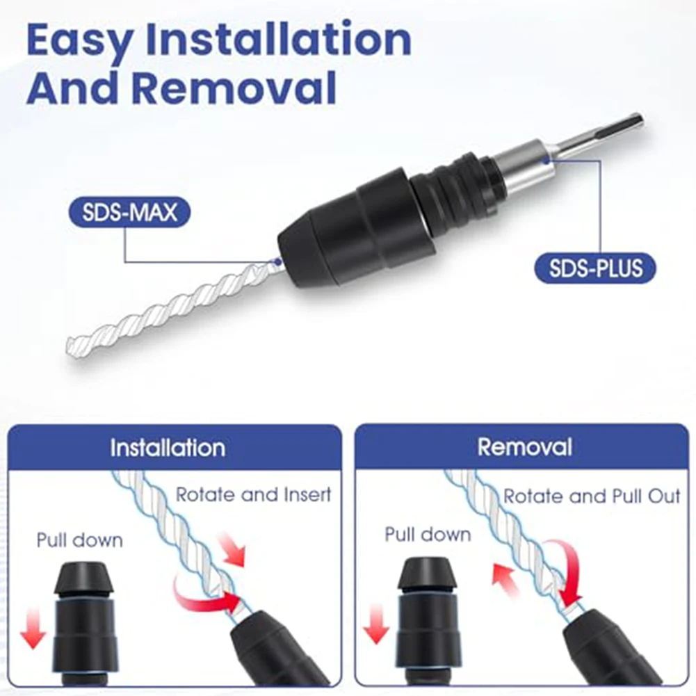 

Five Groove Round Handle Connecting Rod for Hammer Drill Providing Seamless Bit Connection for Rotary and Demolition Hammer Use