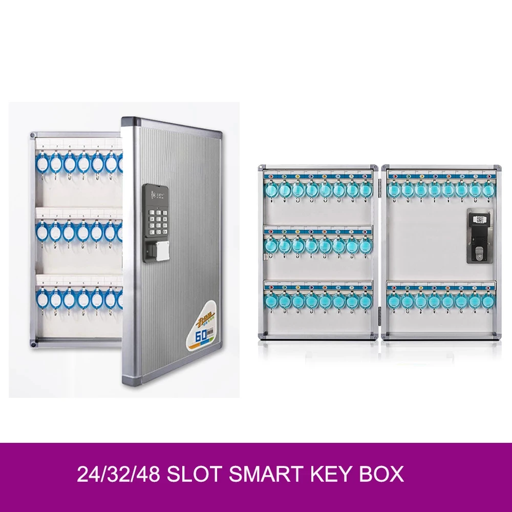 Smart Key Box Home Control Aluminum Alloy Key Cabinet Wall Mounted 32 Solt Key Management