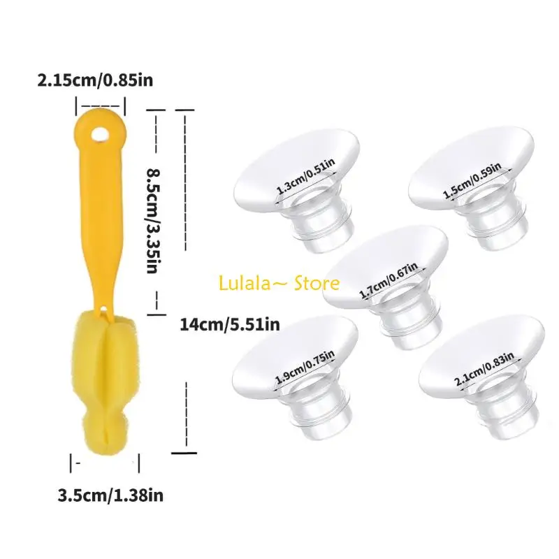Y4QA 13 مللي متر/15 مللي متر/17 مللي متر/19 مللي متر/21 مللي متر 5 حجم سيليكون شفة محول ل مضخات الثدي الحلمة بطاقة القياس #6