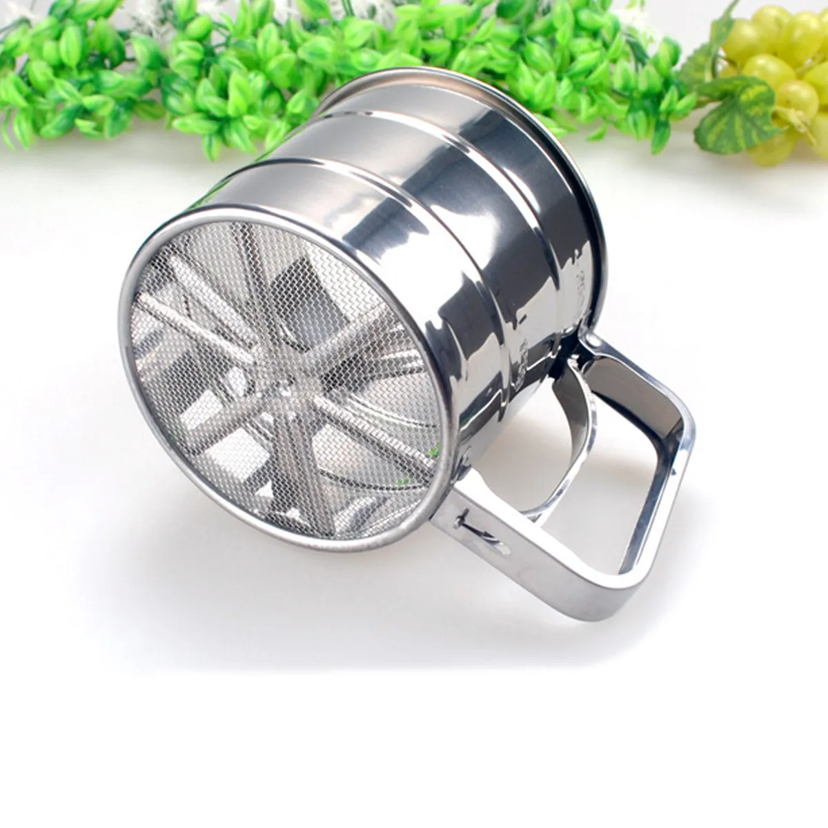 Flour Sifter Stainless Steel Mesh Cup Silver Dusting Powdered Sugar Cake Baking Strainer Bread Pizza Dough Cookie Filter
