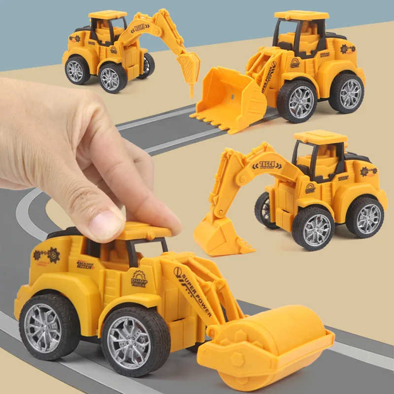 Children's Inertia Simulation Engineering Car Toys Press Gliding Plastic Excavator Bulldozer Road Roller Boys Puzzle Toys Gifts