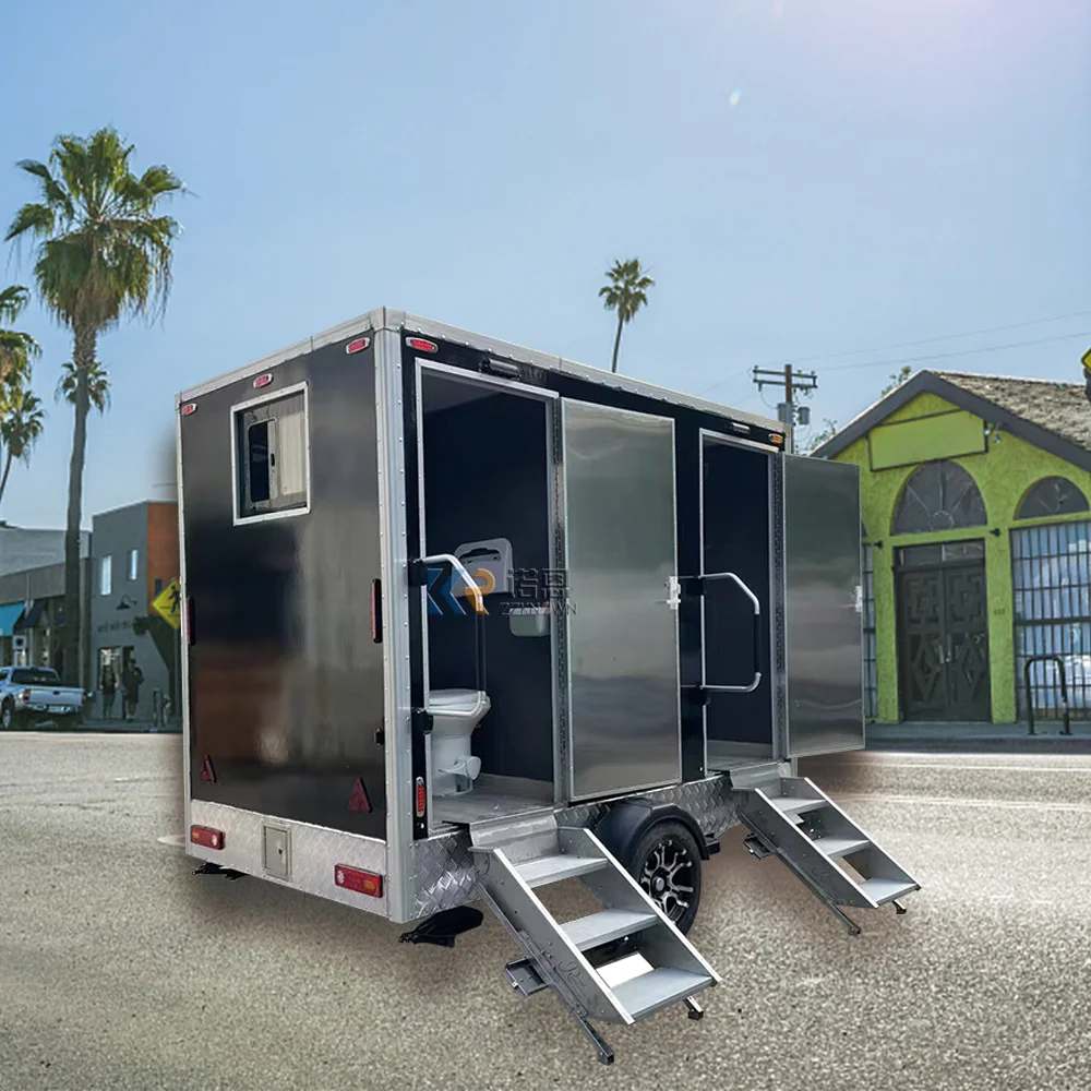 مقطورة المرحاض المتنقلة غرف الاستحمام مقطورات الحمام المحمولة مع المرحاض التخييم عربات المرحاض خارج مقطورة مرحاض