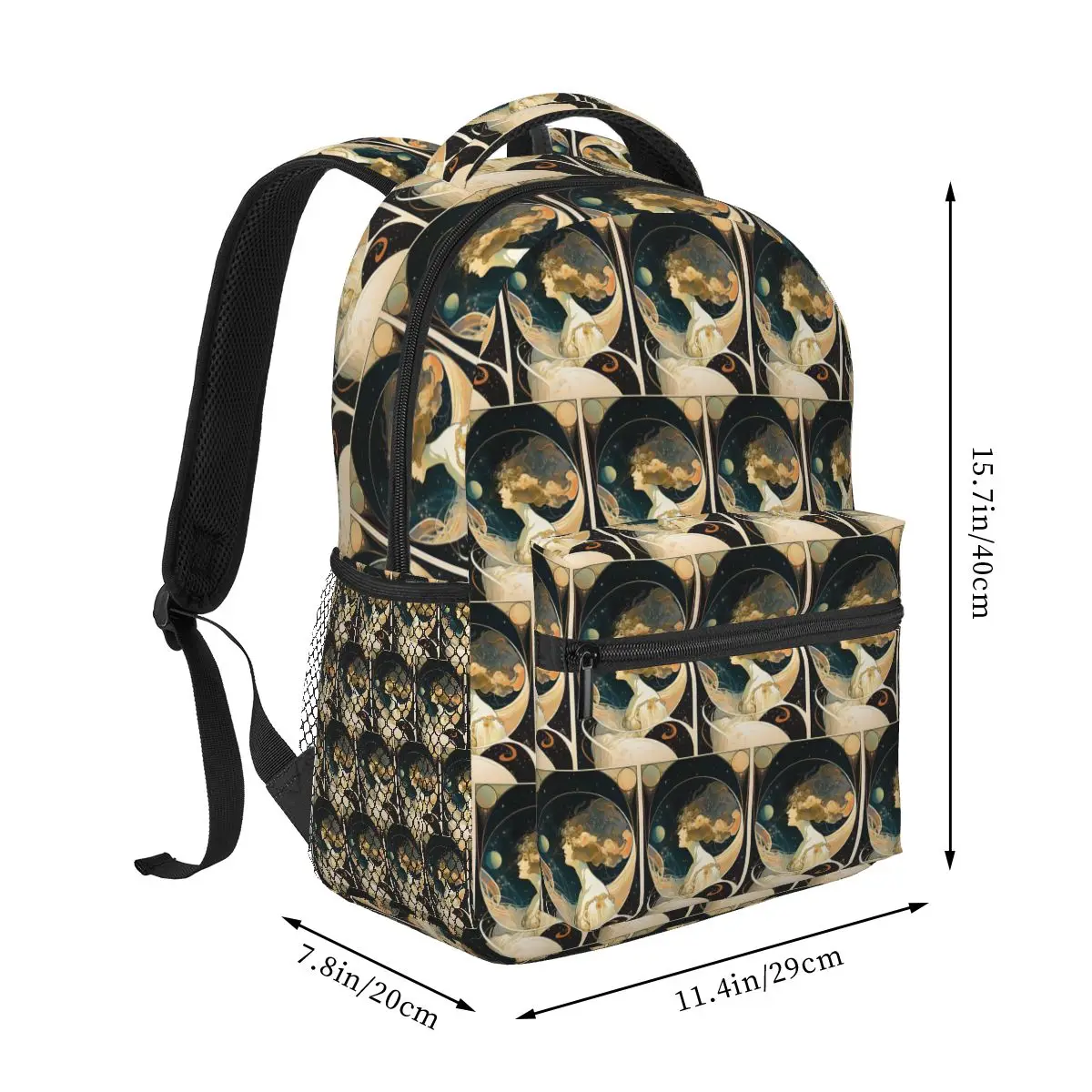 Girl In Space Art Nouveau Alphonse Mucha Inspired Backpack Student Boys Girls BookBag Kids School Bag Computer Shoulder Bags