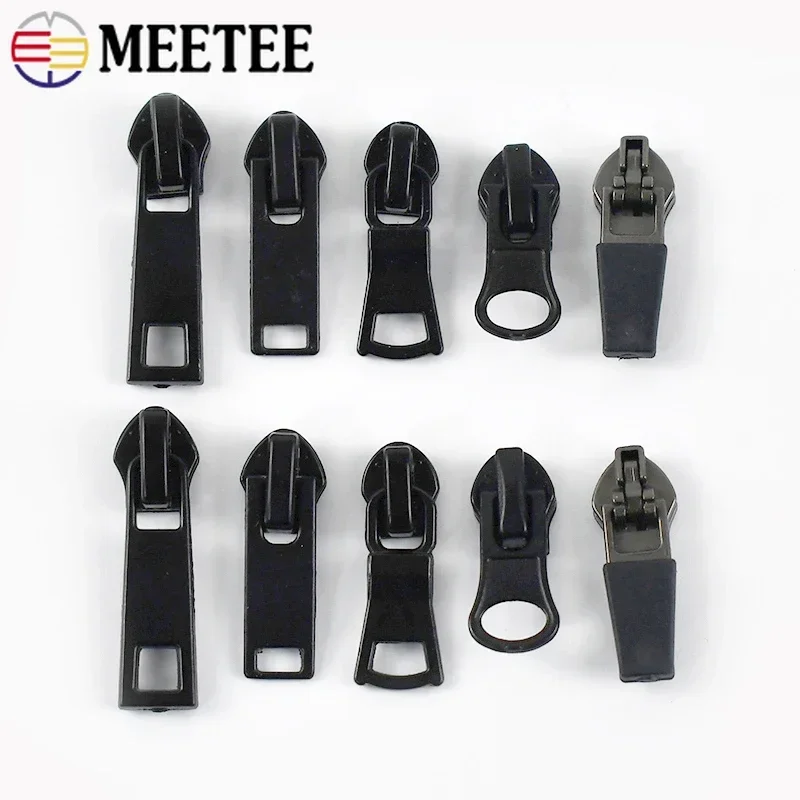 10Pcs Meetee 5# Zipper Silder for Nylon Zips Reverse Invisible Waterproof Tent Garment Zip Head Repair Kits Sewing Accessories