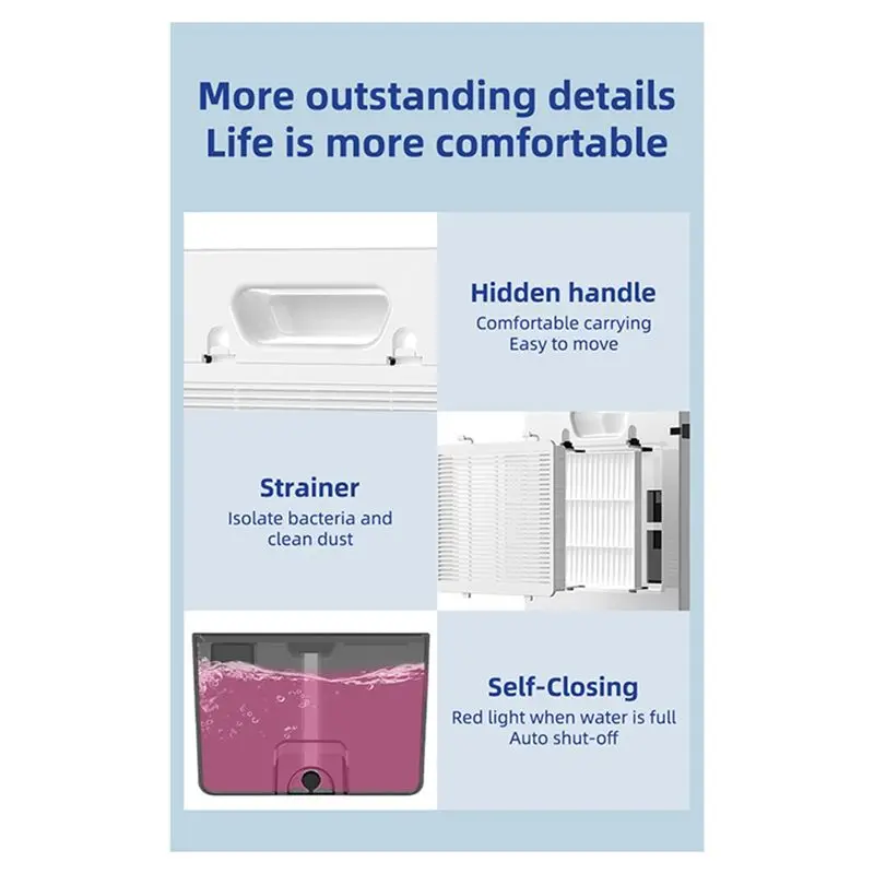 Efficient-Moistureproof Household Dehumidifier 2.4L Water Tank Indoor Air Purification Dryer Water Full Stop
