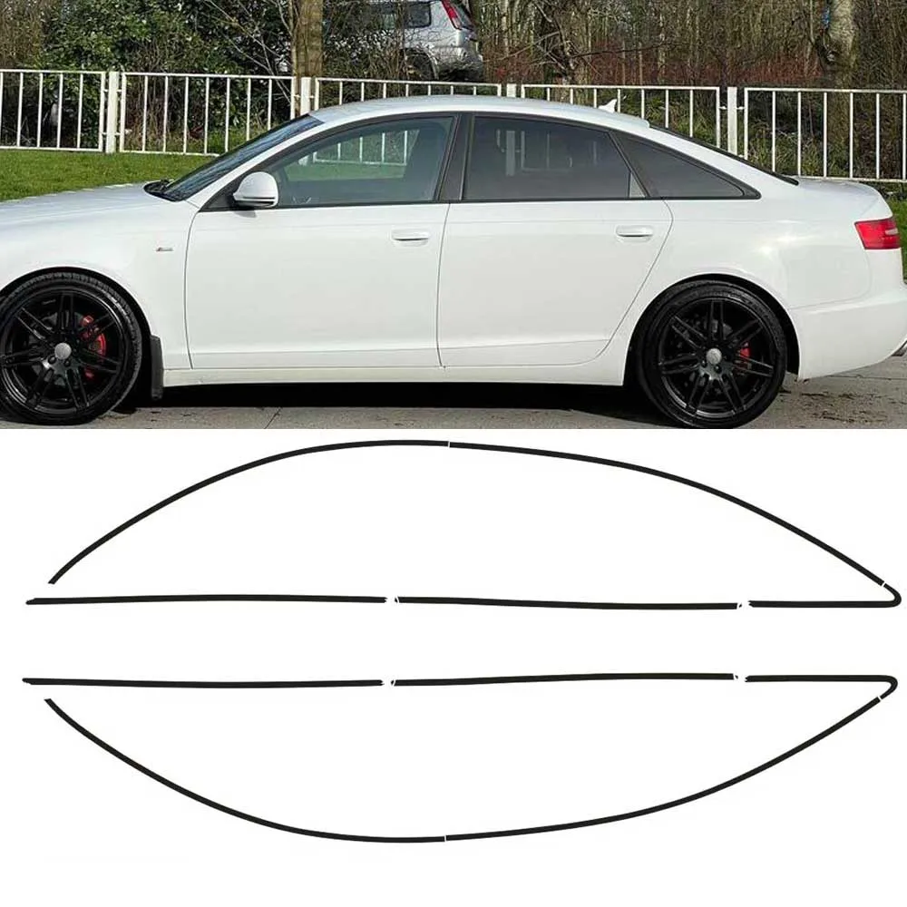 Matte/Glossy Black Chrome Delete Window Trims For Audi A6 C6 2005-2011 sedan