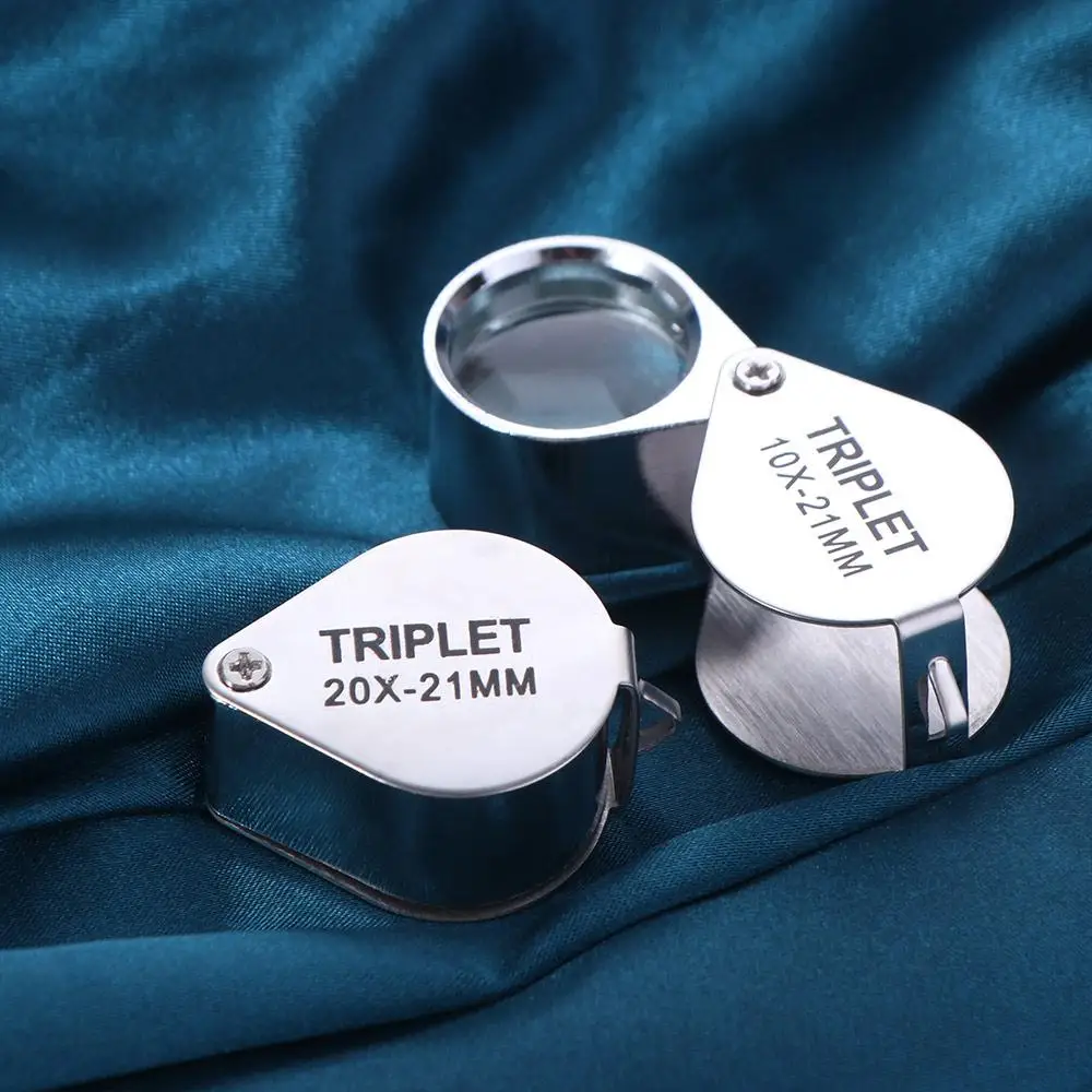 عدسة جيب صغيرة 10-30X قابلة للطي مجوهرات معدنية عدسة مكبرة تحديد عملة اليشم العتيقة عالية الوضوح