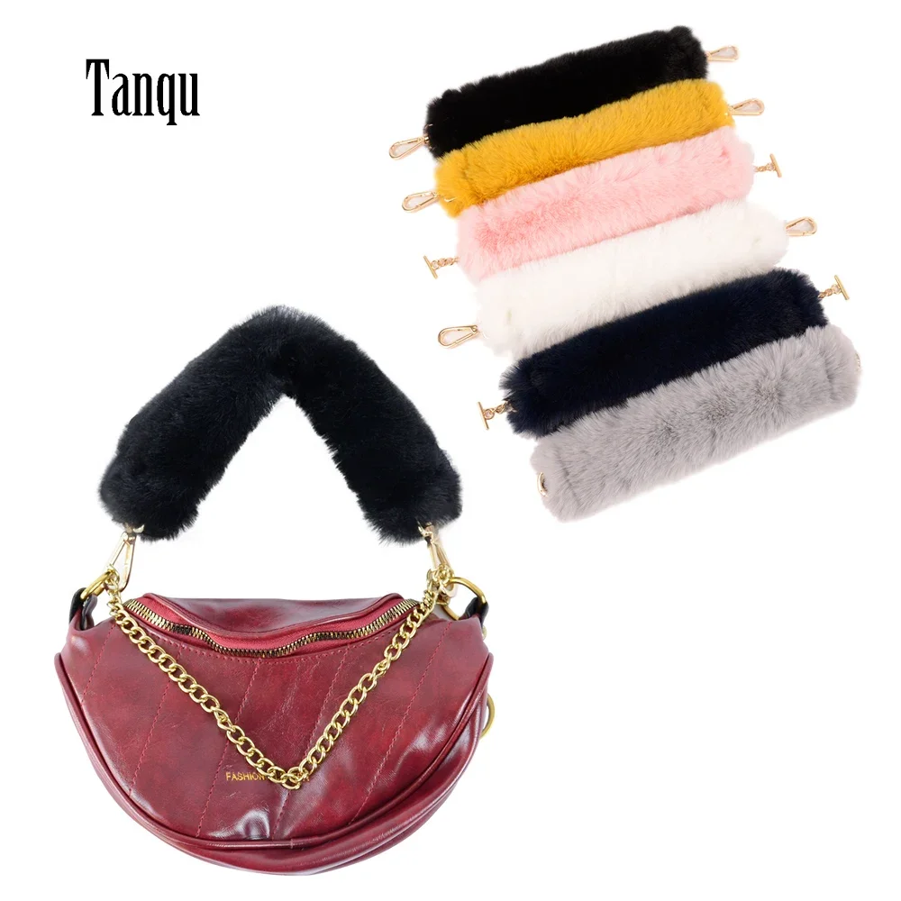 Tanqu-Curto Furry Belt Handle com T Buckle Anel Gancho para Mulheres, Bolsa de Ombro Acessórios, Substituição, Inverno, 1 pc