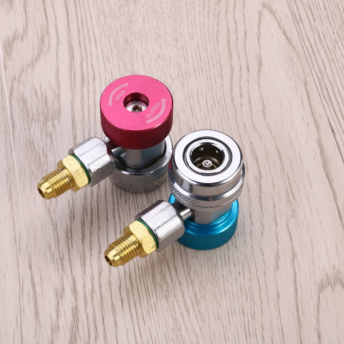 

2Pcs Car Air Conditioning Connector High Pressure Low Ideal Tool R134a Diagnosis Charging Evacuation Work Adapter