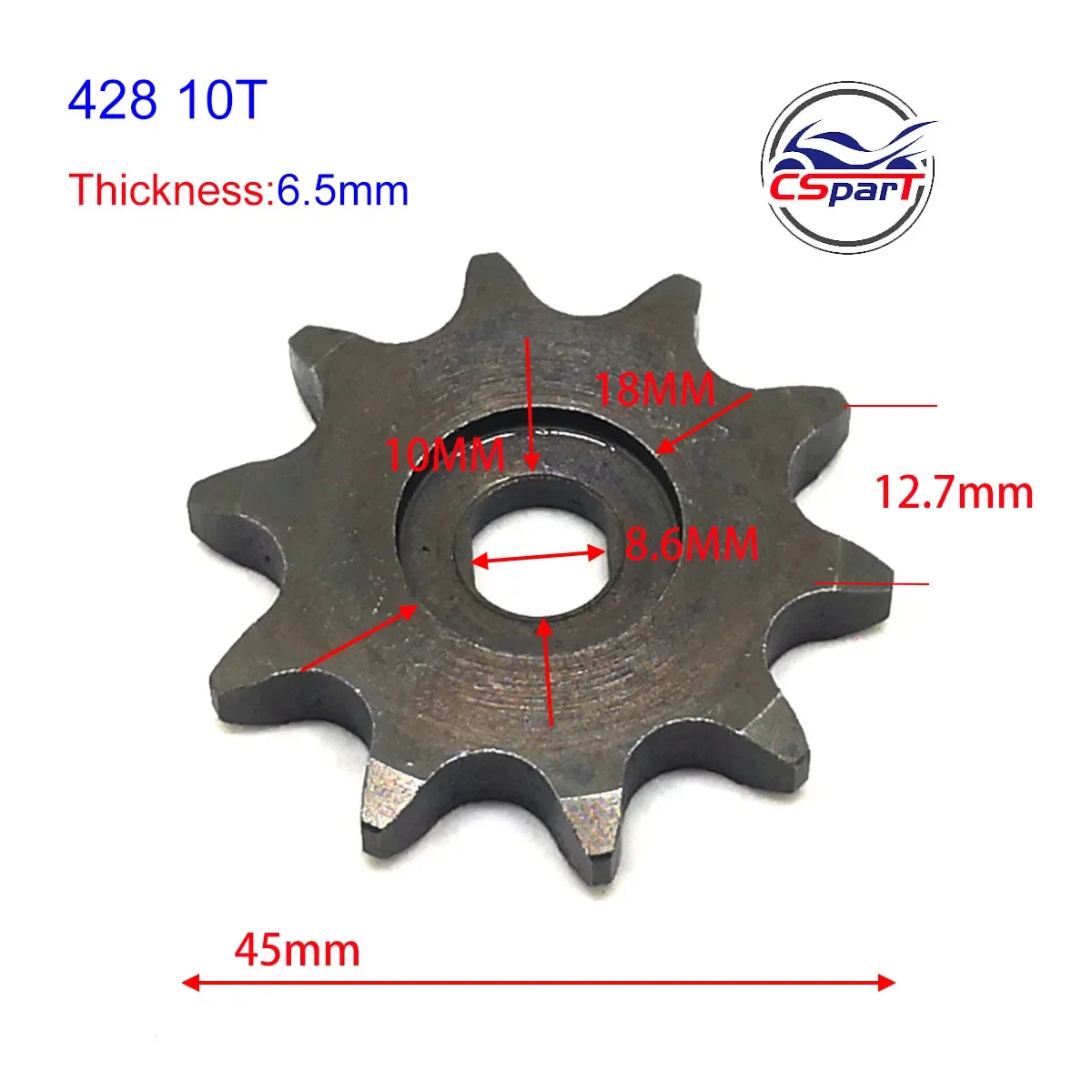 10 Tooth 10T 428 Oval 10MM  Razor EVO  IZIP Gear Sprocket 500W 800W 1000W Scooter Motor