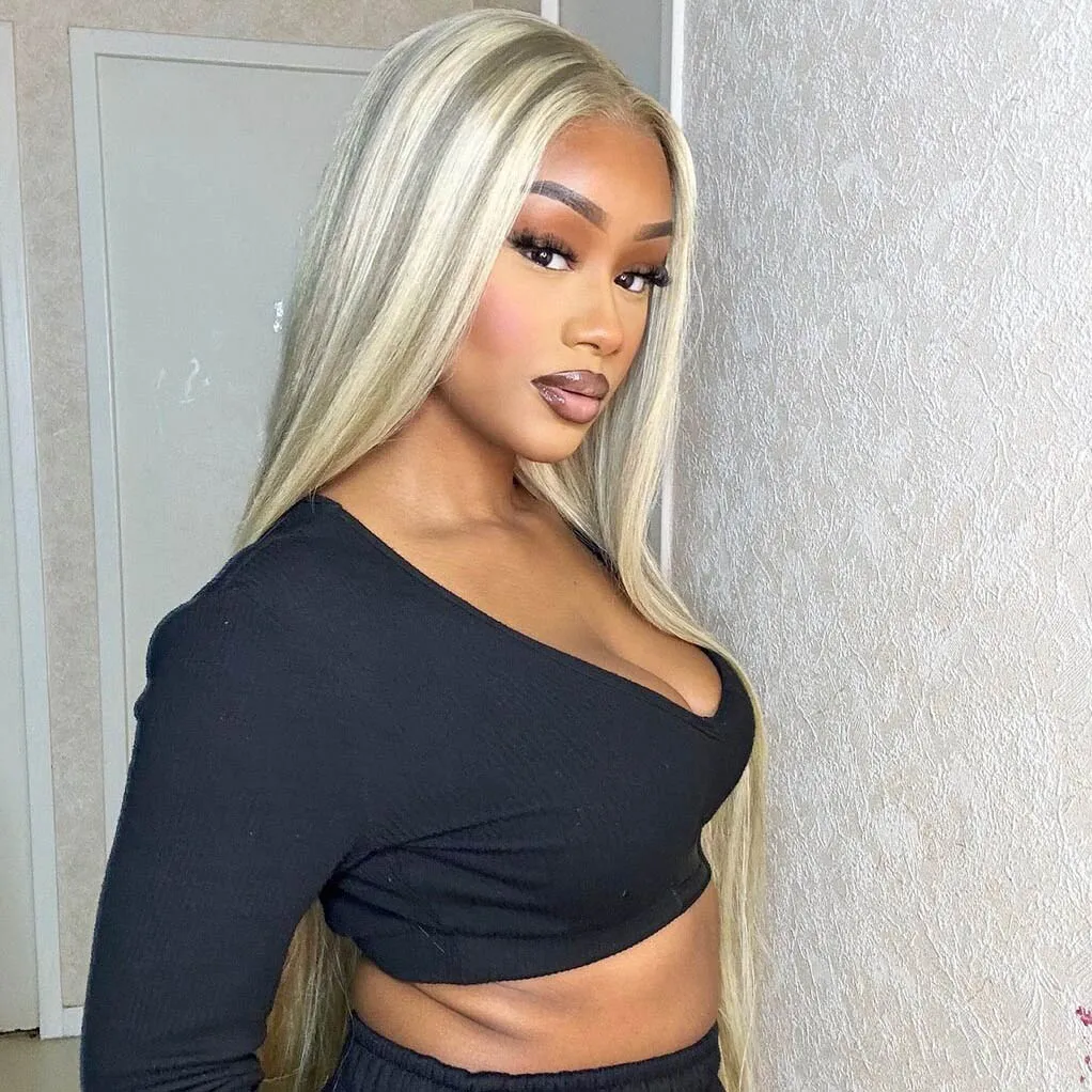 

Blonde Wig Straight p18 613 Hd Lace Frontal Wig 13X4 Transparent Brazilian Straight Lace Front Wigs 30 Inch 100% Human Hair