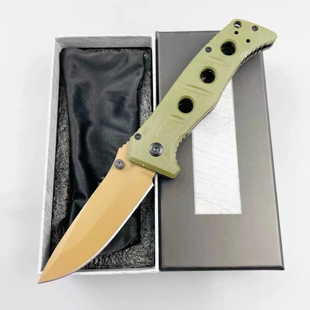 New BM 275  Folding Knife D2 Blade G10 Handle with Pocket Clip Outdoorl Knife Camping Tool Gift for Men