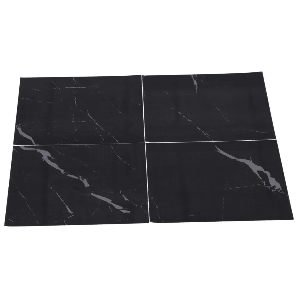 4Pcs 30x30cm (12x12 Inch) PVC Tile Stickers Black (Dark Coffee) 2 Sizes Self Adhesive Floor Decals Waterproof Floor Stickers