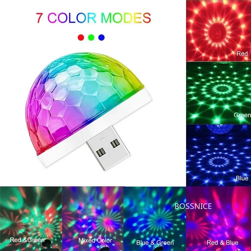 1Pcs DJ LED Lights Portable Mini USB Projectors Stage Magic Ball Indoor Car Home Party Disco Lamp