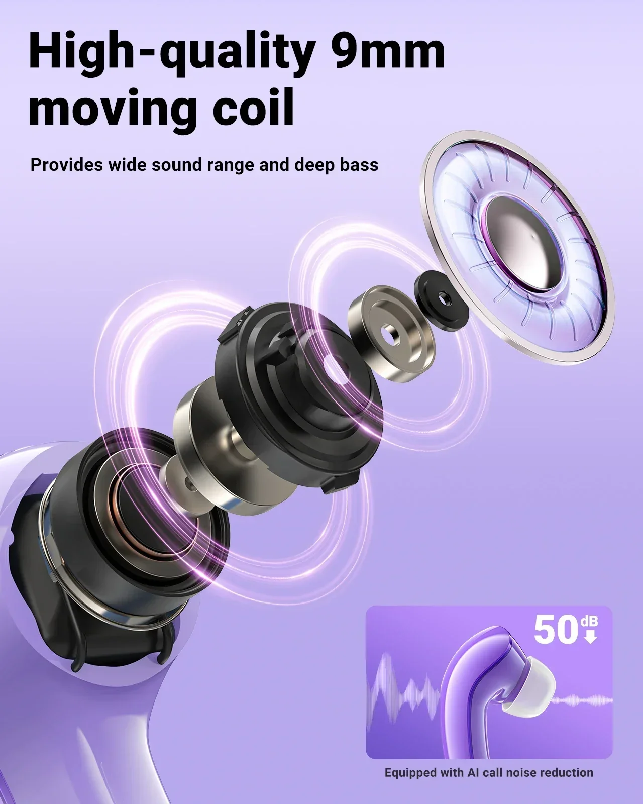 2024 جديد T9 TWS سماعة لاسلكية بلوتوث 5.3 سماعات الرياضة سماعات الألعاب AI دعوة الضوضاء سماعات الأذن باس #4