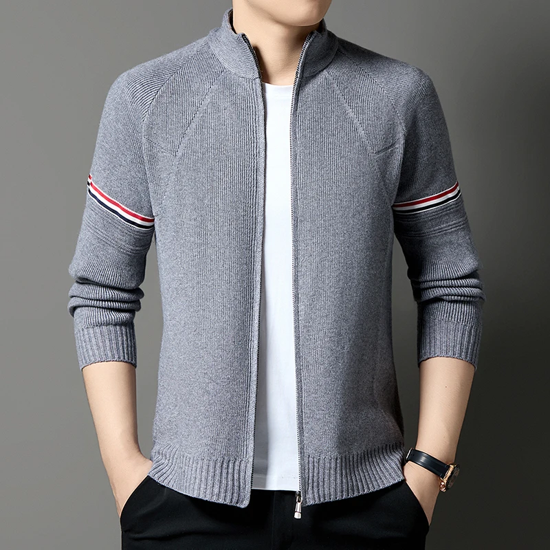 

New Autumn and Winter Knitted Cardigan Men's Stand Up Collar Fashionable Casual Zipper Jacket Sweater Jacket Men's Fashion Trend