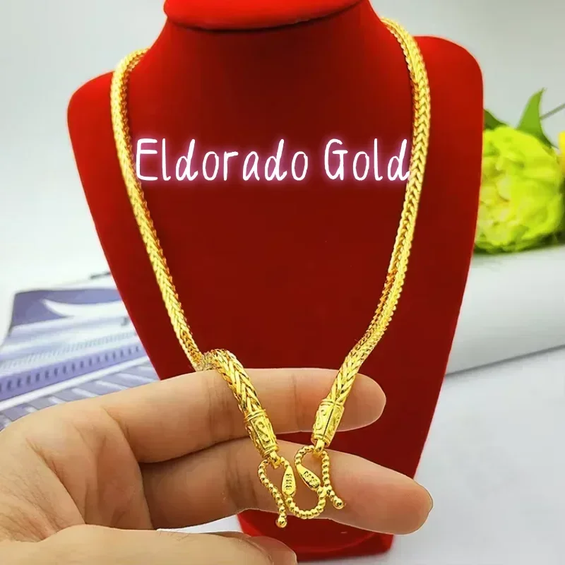 

Eldorado Gold 9999 Real Gold 24K Snake Bone Necklace Male Keel Snake Bone Necklace Necklace