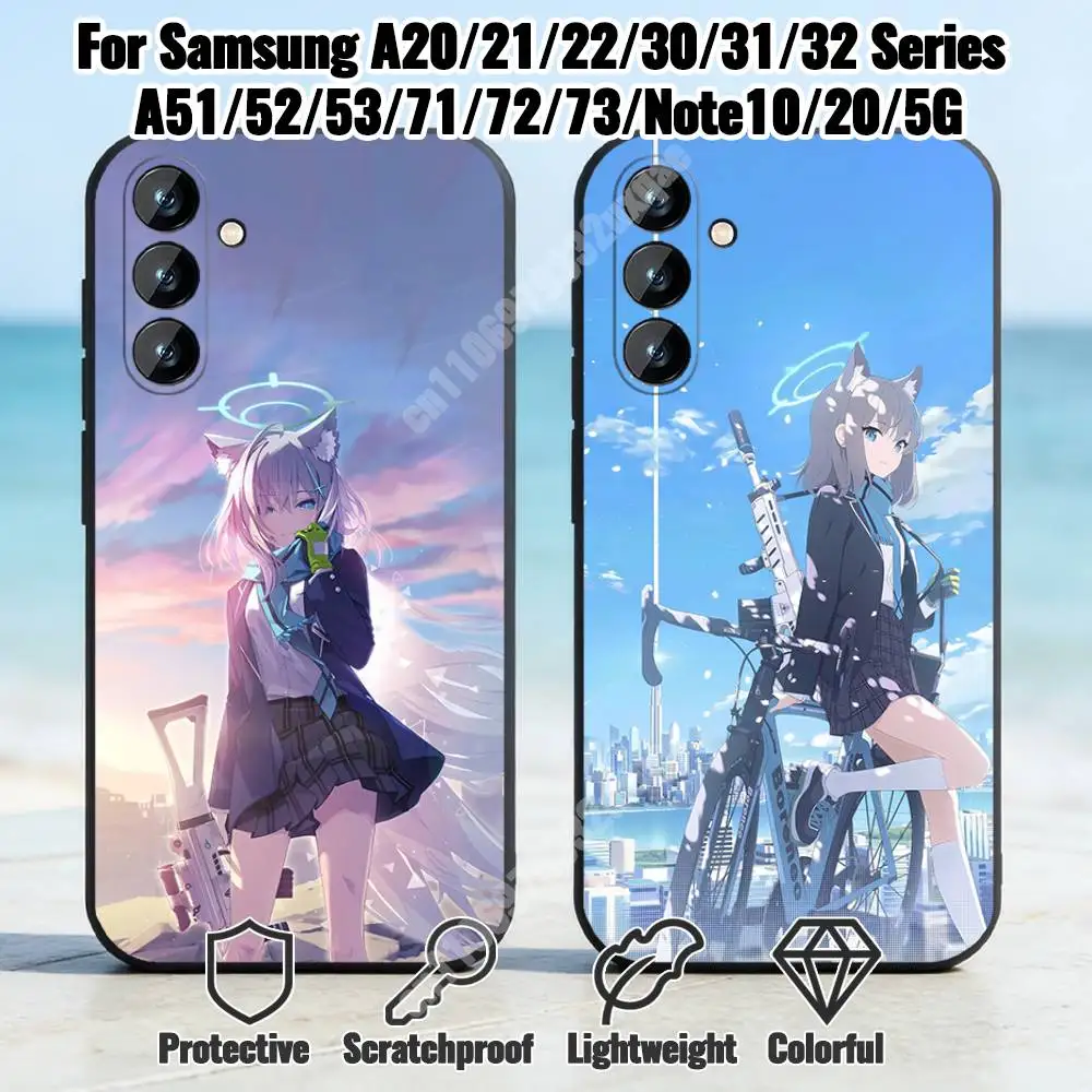B-Blue Archive-S Shiroko Phone Case for Samsung Galaxy A73 72 71 70 A32 31 30 S 5G 4G A13 A12 TPU Cover