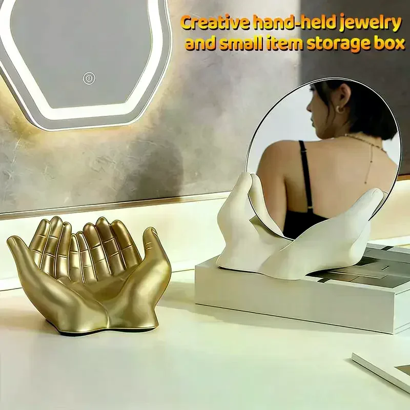 

Handheld Cream Jewelry Case High End Organizer Luxury Storage Box for Rings Earrings Necklace Perfect for Home Decoration Scene