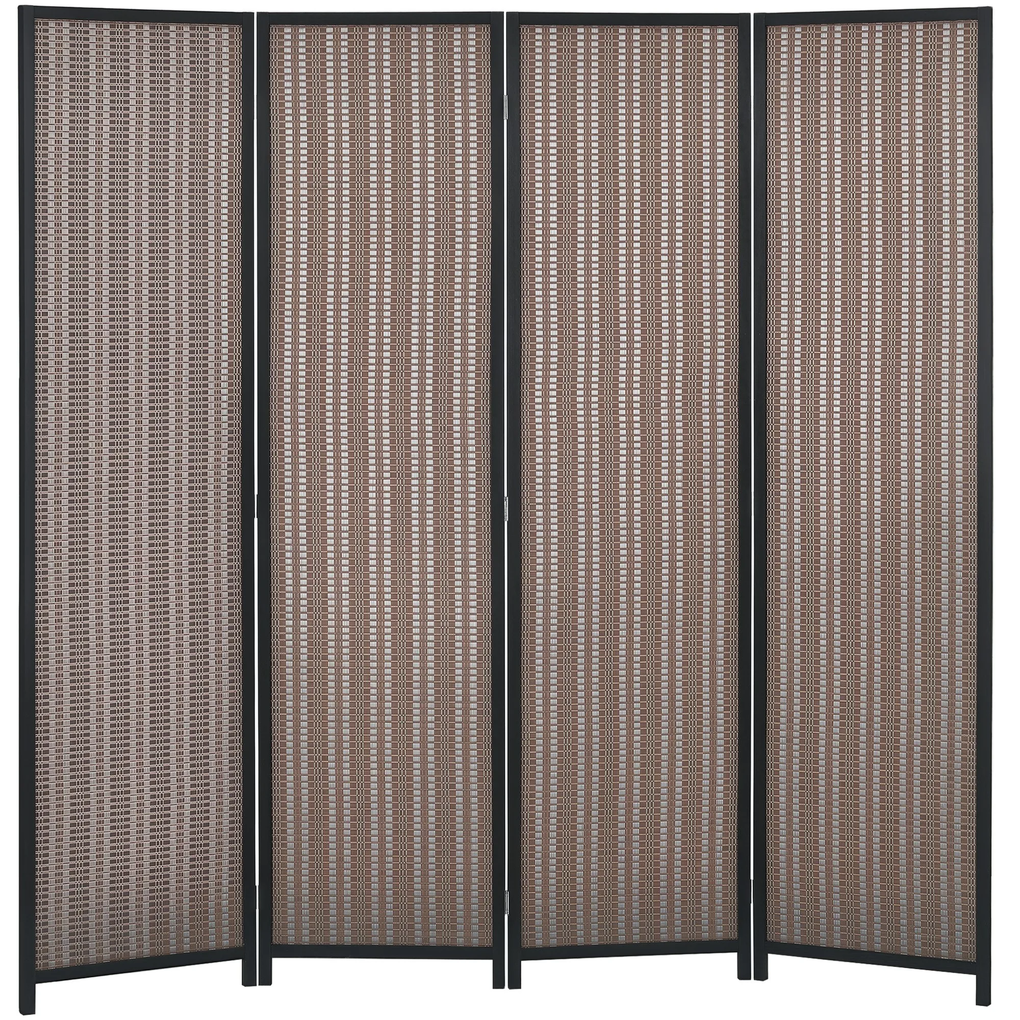 HOMCOM binnendrankenscherm 4 panelen 180 x cm Opvouwbare kamerscheider Pareboard voor woonkamer, slaapkamer, huis, bruin