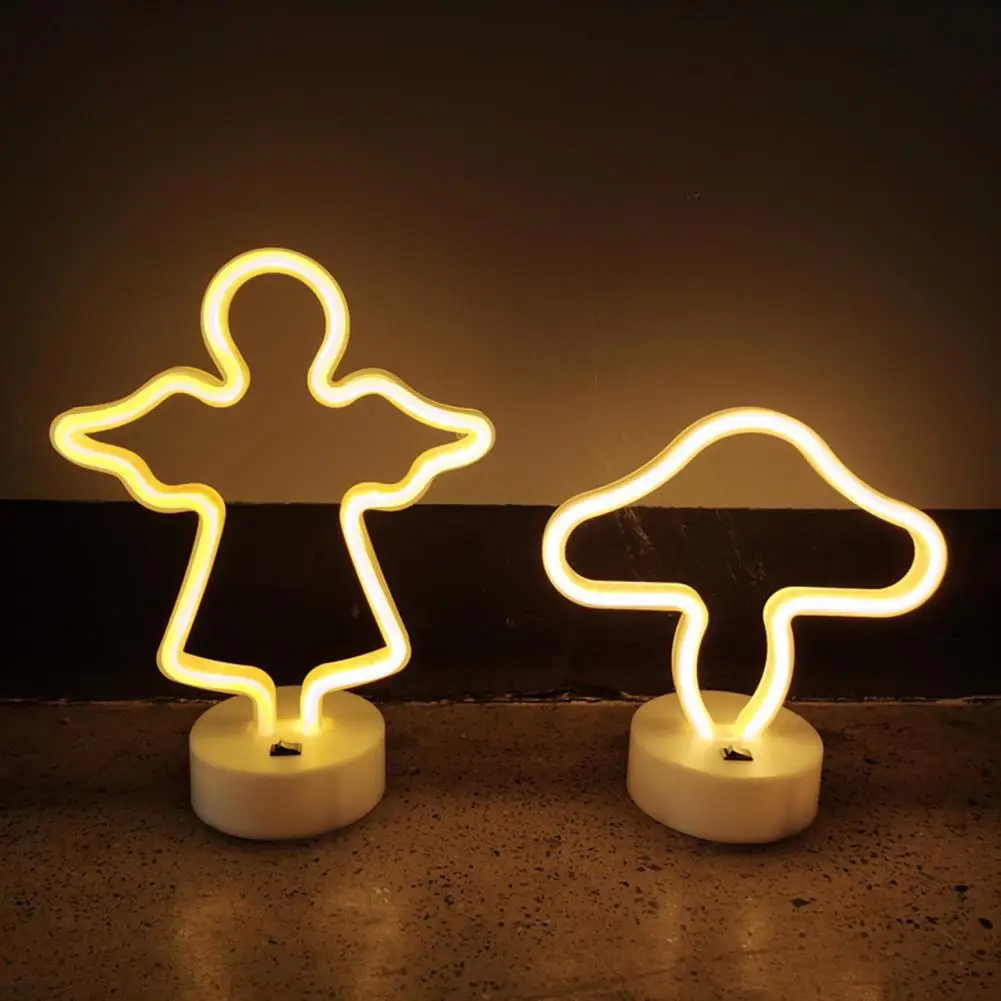 Decorative Neon Light Led Neon Light Stunning Angel Neon Sign Lamp Usb/battery Operated Mushroom Led Light for Non-glaring