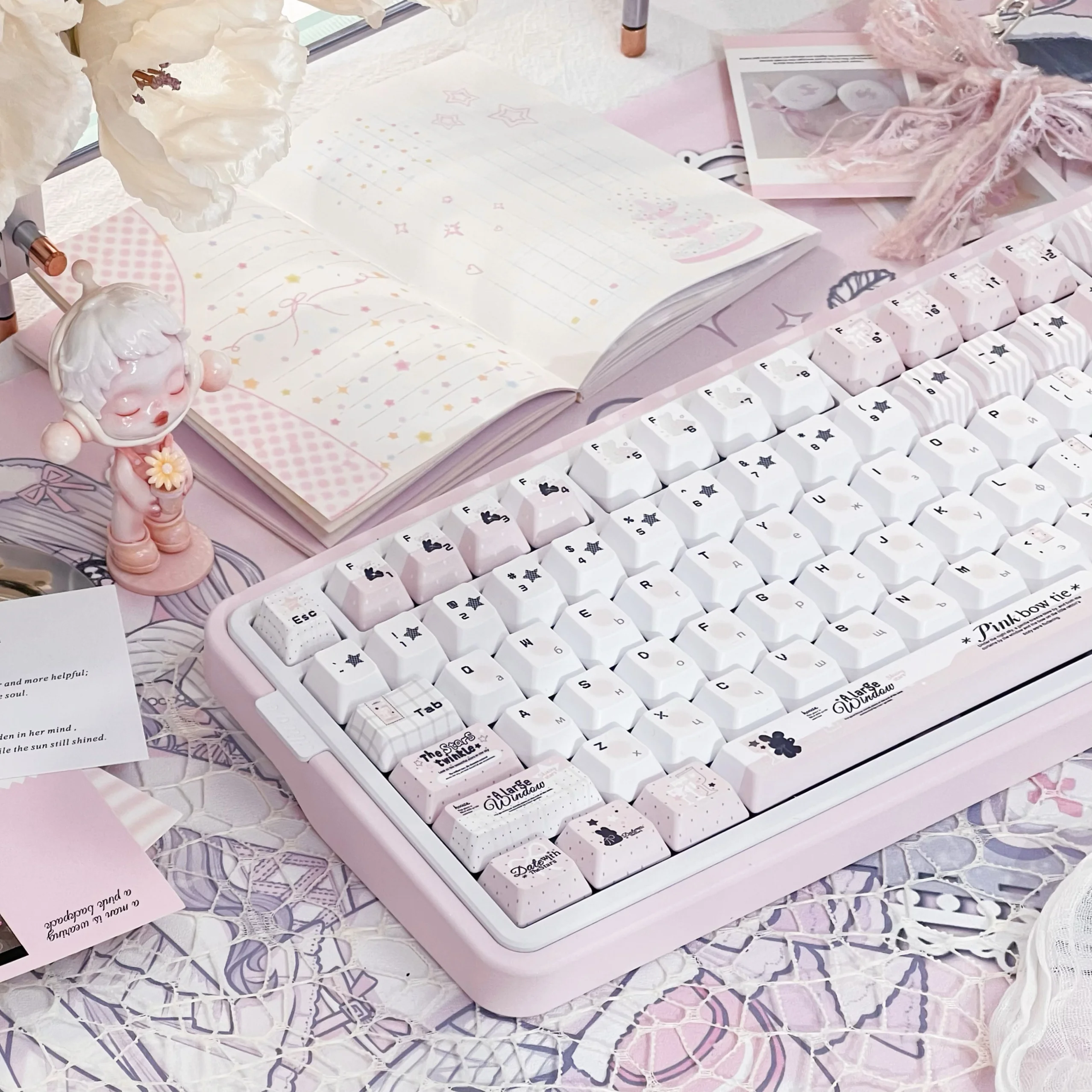 142 Keys Cute INS Theme Keycaps Girl Gift Key Cap PBT Cherry Profile Keycap Mechanical Keyboard Made68 Mad68 Wooting 60 ISO KEY
