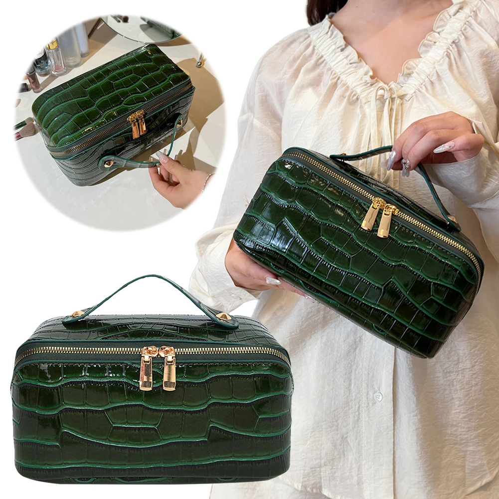 

PU Leather Makeup Bag Travel Toiletry Bag Large Capacity Makeup Organizer Bag Waterproof Skincare Holder Bag Makeup Storage Bag