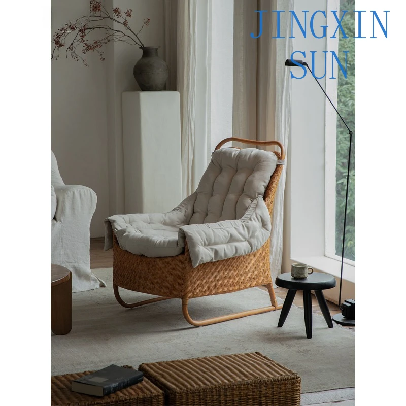 Rattan Art\ Retro Style Indonesian Leisure Rattan Chair Homestay Balcony Sofa Single Chair