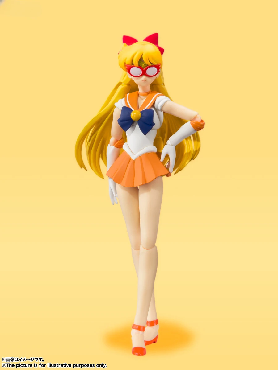 متوفر في المخزون سلسلة جديدة أصلية من Bandai SHF Sailor Moon Sailor Venus - نسخة ألوان الرسوم المتحركة - هدية دمية قابلة للجمع