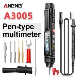 ANENG A3005 Pocket Pen Type Digital Multimeter Test Lead without Battery 4000 Counts LCD /Anti Display Screen True RMS Black Too