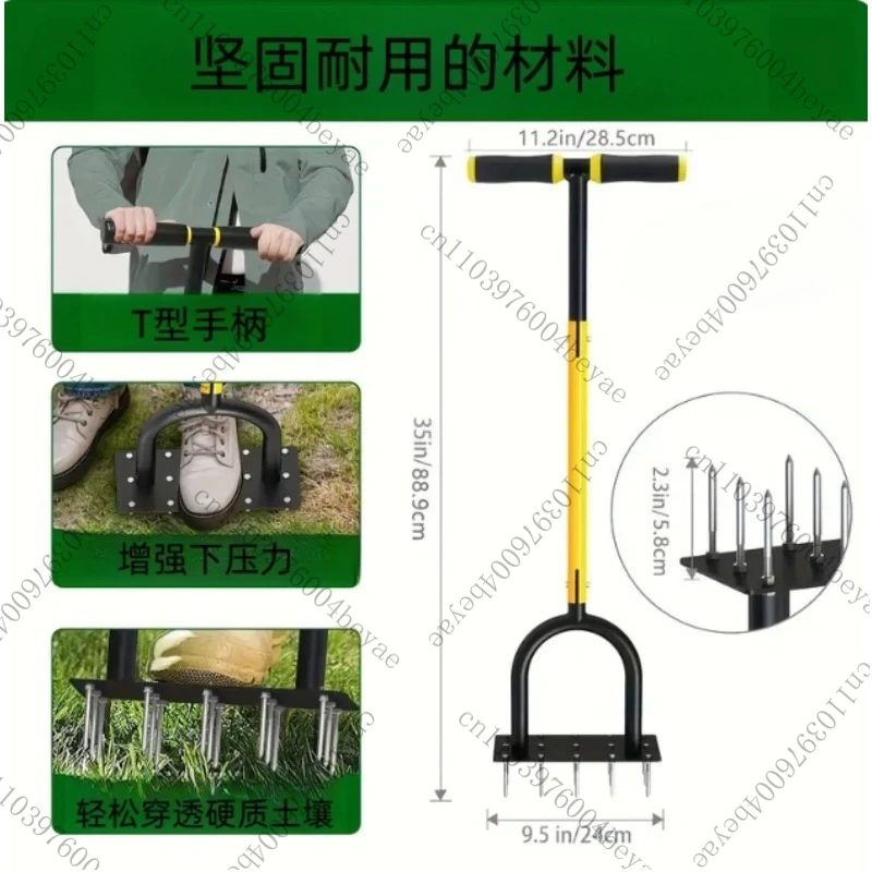 

Новый хит продаж, аэратор для газона, стоячий инструмент для токарной обработки почвы сада, дырокол для газона