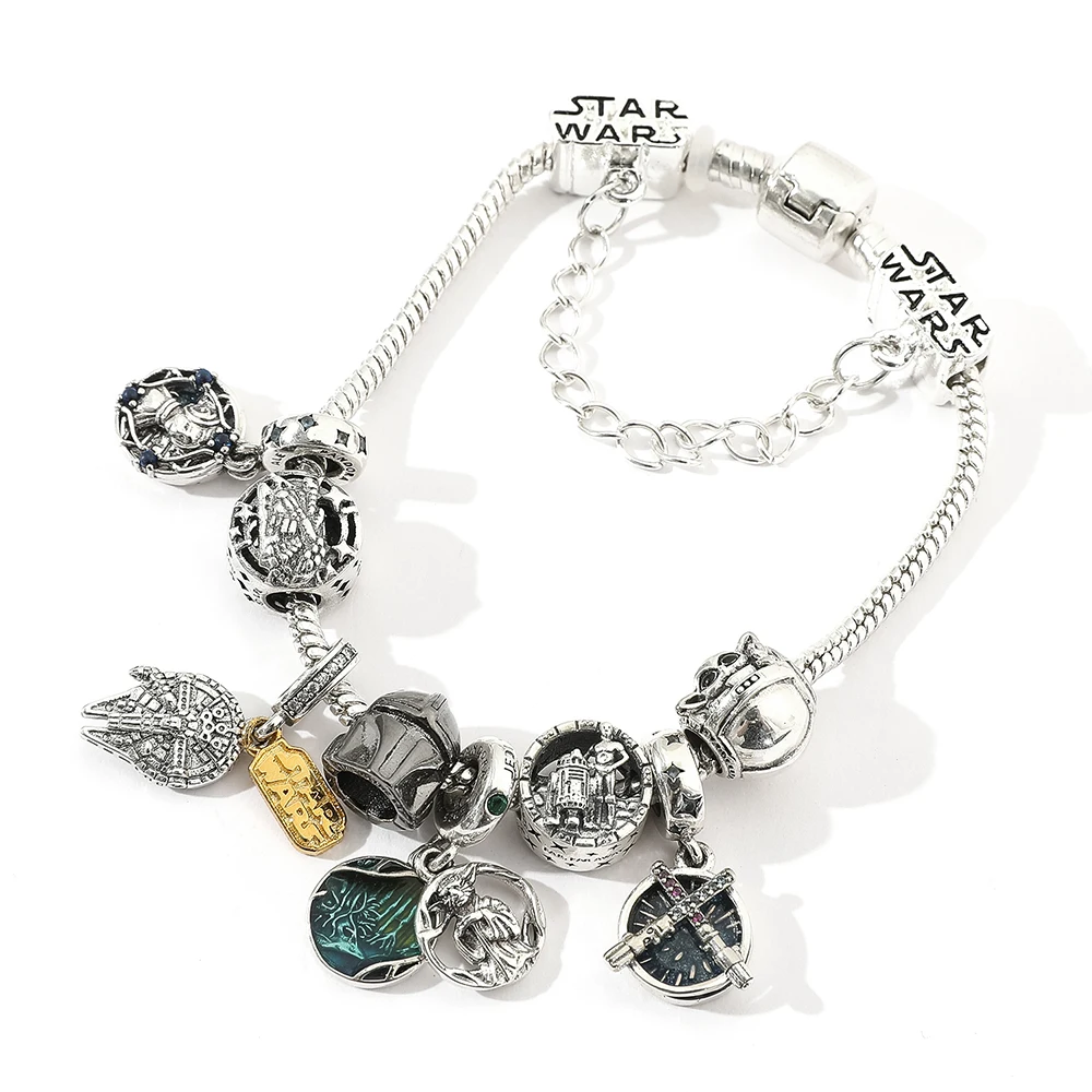 Disney Star Wars Bracelet Darth Vader Ultimate Weapon Death Star Yoda R2D2 Millennium Falcon Charm DIY Jewelry Accessories image 3