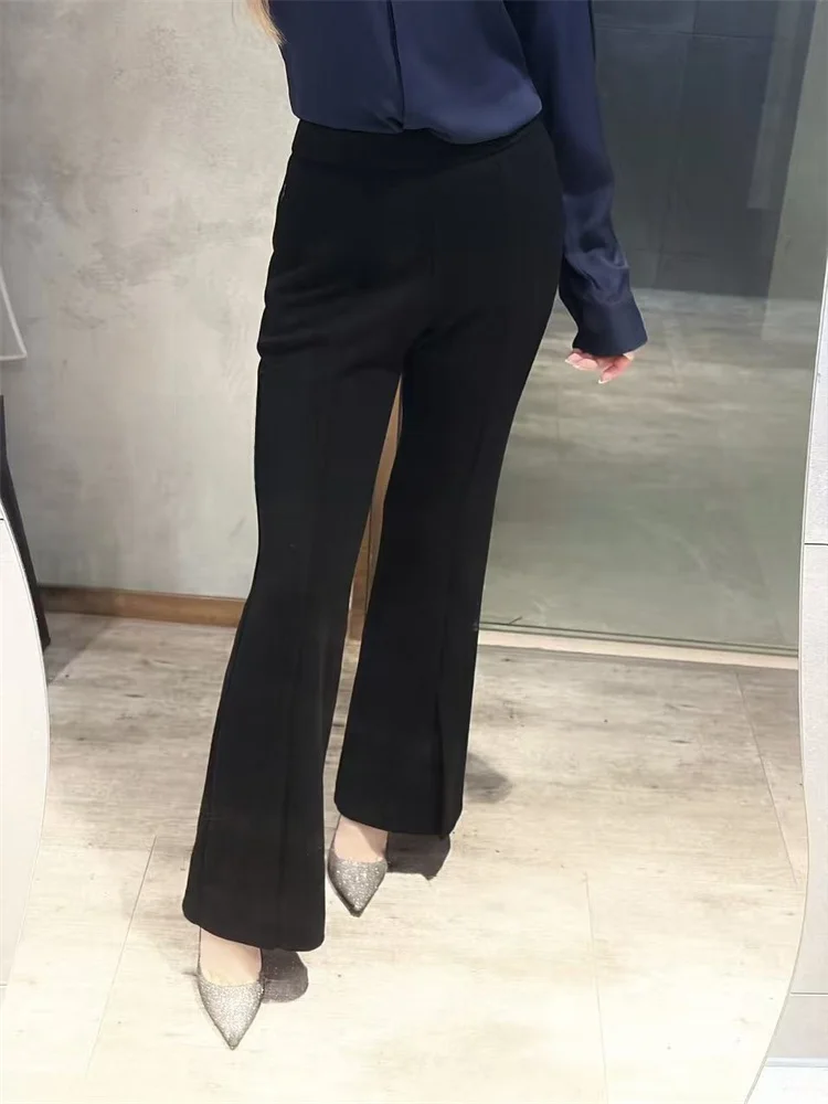 سوزان فايون عادية بلا التخسيس عالية الخصر مايكرو متوهج السراويل الخريف الشتاء تسع نقاط المحاصيل السراويل بسيطة Sli سبليت D...