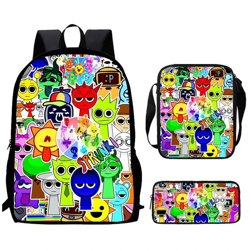 Cartoon Sprunki Child School Backpack With Shoulder Bags Pencil Bags For Kindergarten,Light Weight School Bags For Boys Girls