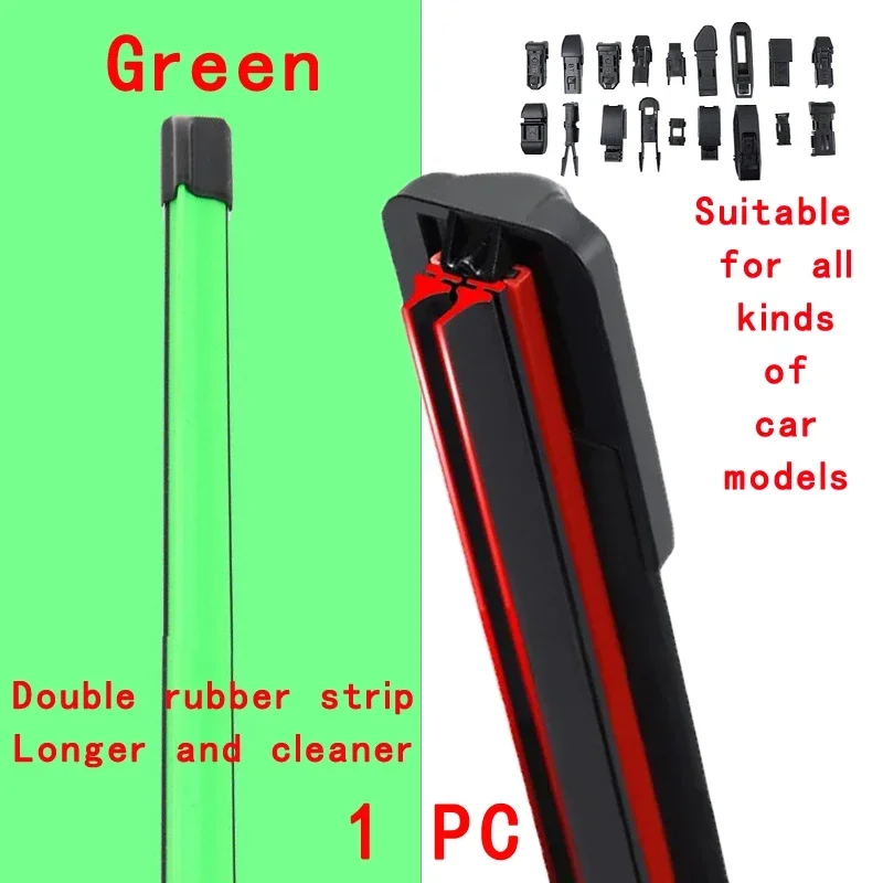 

Green Car Windshield Wiper blades Universal Soft Double layer Rubber Frameless Bracketless wipers 14" 16" 19" 20" 21" 22" 24"26"